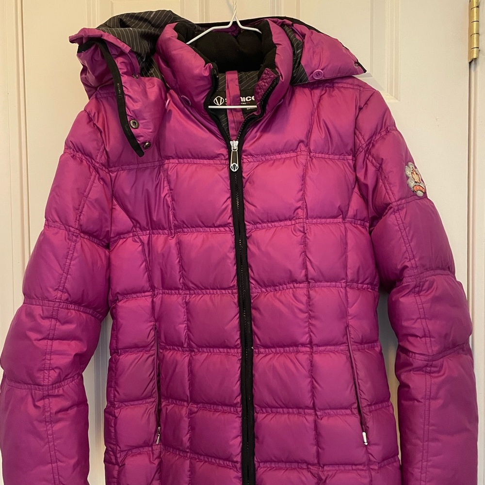 Sunice Magenta Quilted Hooded Puffer Jacket